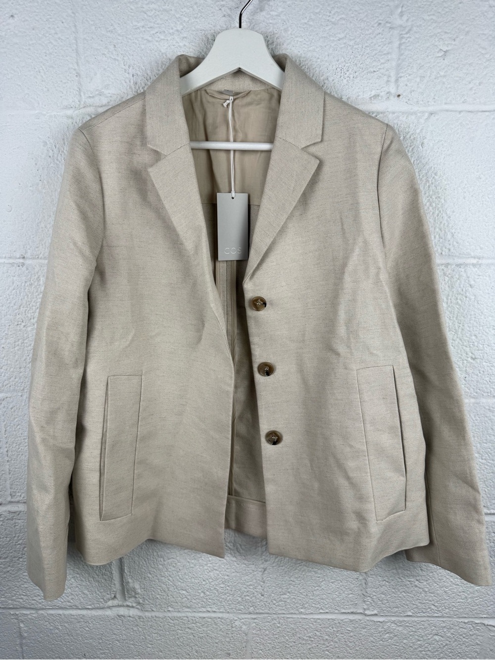COS Beige Linen Blend Tailored Blazer Jacket Size 6 NWT